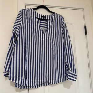 J. Crew Navy and White Striped Blouse